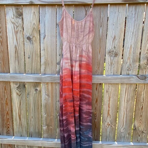 TINA + JO Dresses & Skirts - Fauna by TINA JO Dress Long Maxi Tie Dye Ombré Side Slits Adjustable Straps XS